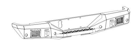GO RHINO 373120T Go Rhino Rockline Rear Full Width Bumper – Mild Steel, Textured Black – 373120T – Fits 2020 - 2025 Jeep Gladiator, Crew Cab