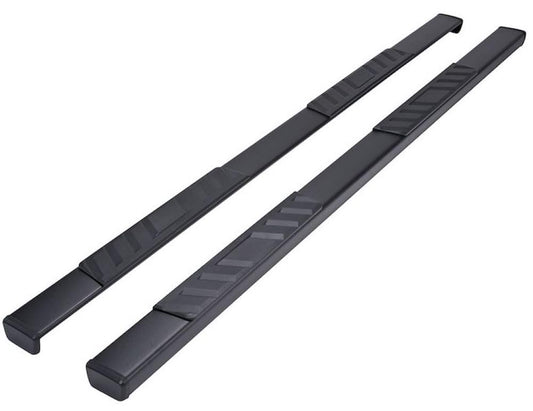 TRAILFX A4013B TrailFX Truck Side Step Bars Fits Fits 2005–2023 Toyota Tacoma 4 InchTrapezoid Straight Side Steps with Step Pads Titanium Black Matte Powder-Coated Steel Rocker Panel Mount Set of 2 TrailFX A4013B