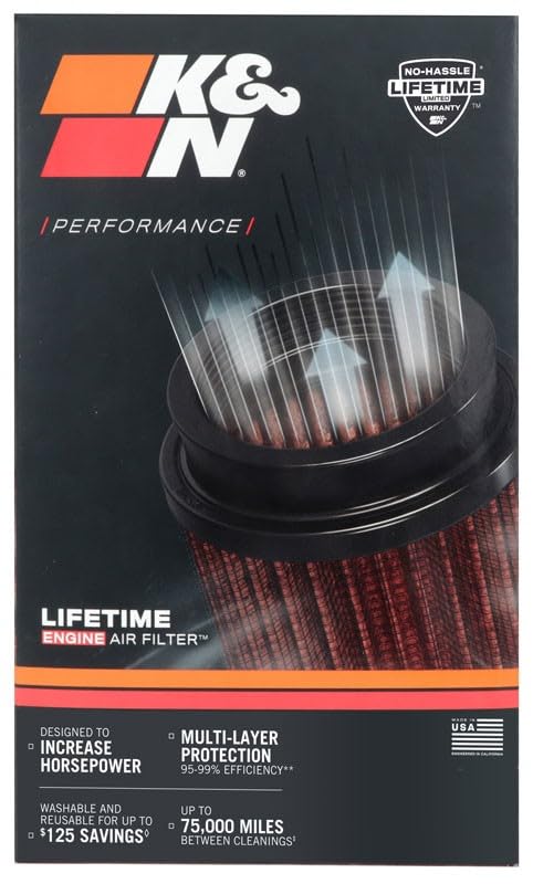 K&N RU-4700 High-Flow Original Lifetime Universal Clamp-On