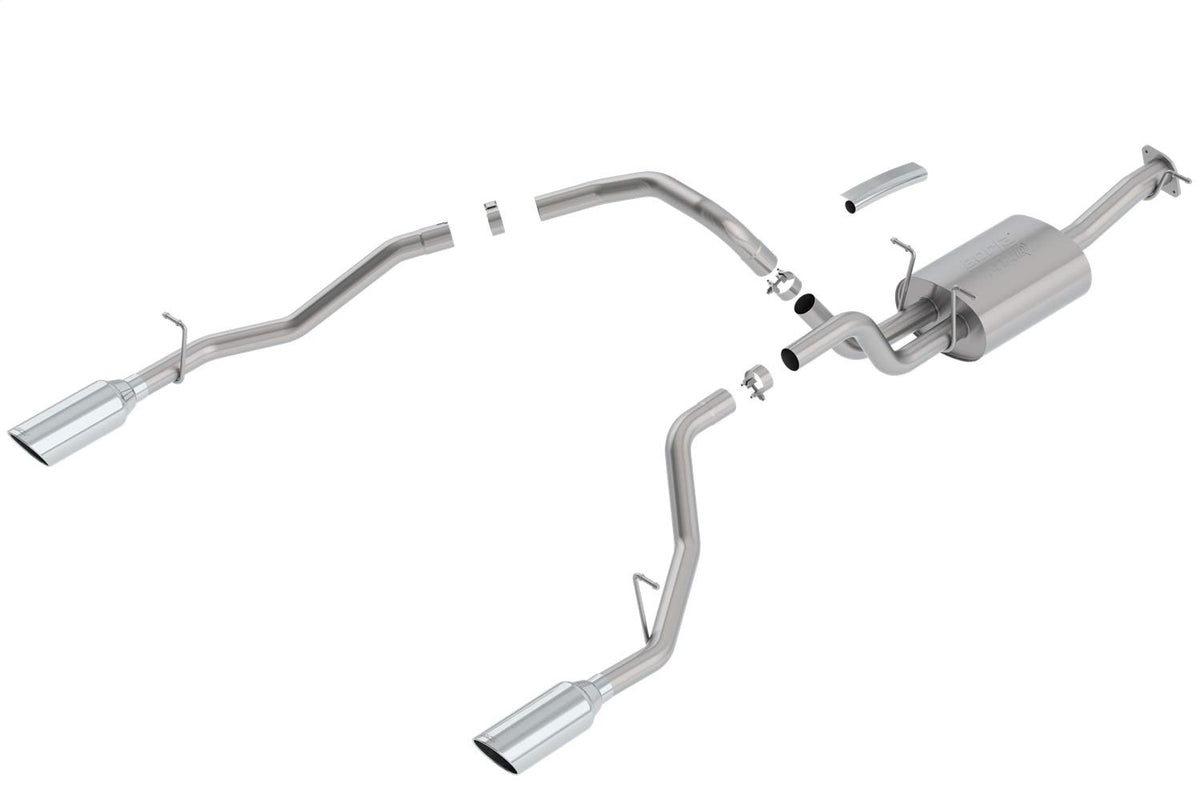 BORLA 140753 BORLA 140753 Cat-Back Perf. Exhaust System for '19-'23 Ram 1500 V8 Incl. E-Torque Incl. Rebel & G/T Models (Exc. Classic) T-304 ATAK Sound Dual Split Rear Exit Single 5" Round Chrome Tips On Each Side