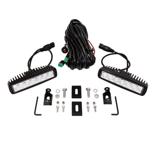 TRAILFX 6SRUTLF2 TrailFX 6SRUTLF2 Work Lights Oval LED Utility Lights 6 Inch Set of 2 18W Flood Beam 2520 Raw Lumens Black Aluminum IP67 IP69K Pedestal Mount with Harness Switch and Installation Hardware