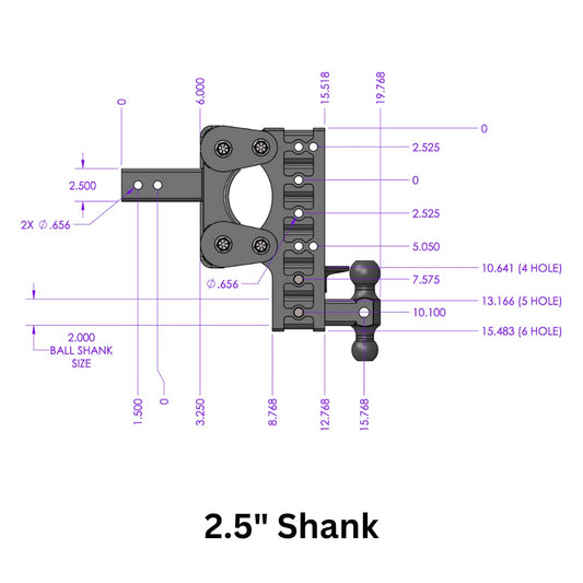 GEN-Y HITCH GH-2325 GEN-Y Hitch Heavy Duty Tow Hitch for 2.5" Receiver - 7.5" Drop/Rise with 5 Adjustable Positions, Includes Dual Ball Mount, Pintle Lock and Pins, 10,000 lbs Towing Capacity, 1,100 lbs Tongue Weight