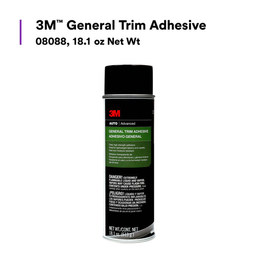 3M 08088 3M General Trim Adhesive 08088, High Strength, Clear Drying, Aerosol, 18.1 oz