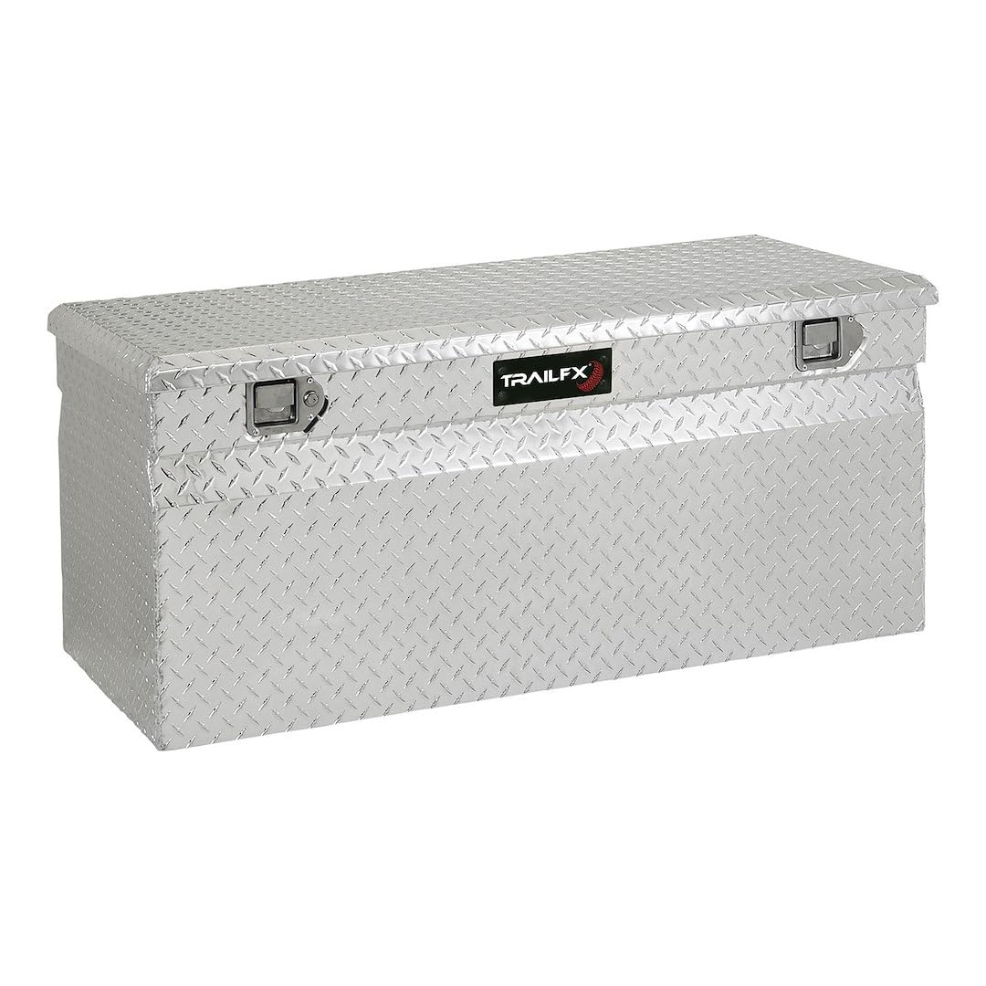 TRAILFX 151481 Trailfx Tool Box Single Lid Chest with Struts, Polished 16-Gauge Diamond Tread Aluminum 13.3 Cubic Foot Capacity 48 Inch Length x 24 Inch Width x 20 Inch Height Bright Finish 151481