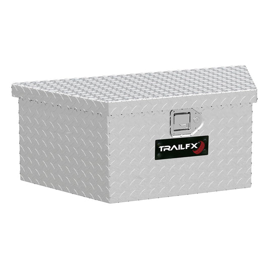 TRAILFX 201191 TrailFX Trailer Tongue Tool Box Single Lid with Struts Polished 16-Gauge Diamond Tread Aluminum 2.9 Cubic Feet 34" Length x 16" Width 13" Height Bright Finish TrailFX 201191