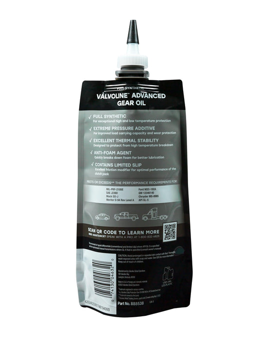 VALVOLINE 889787 Valvoline FlexFill Advanced Full Synthetic 75W-140 Gear Oil 1 Quart Pouch