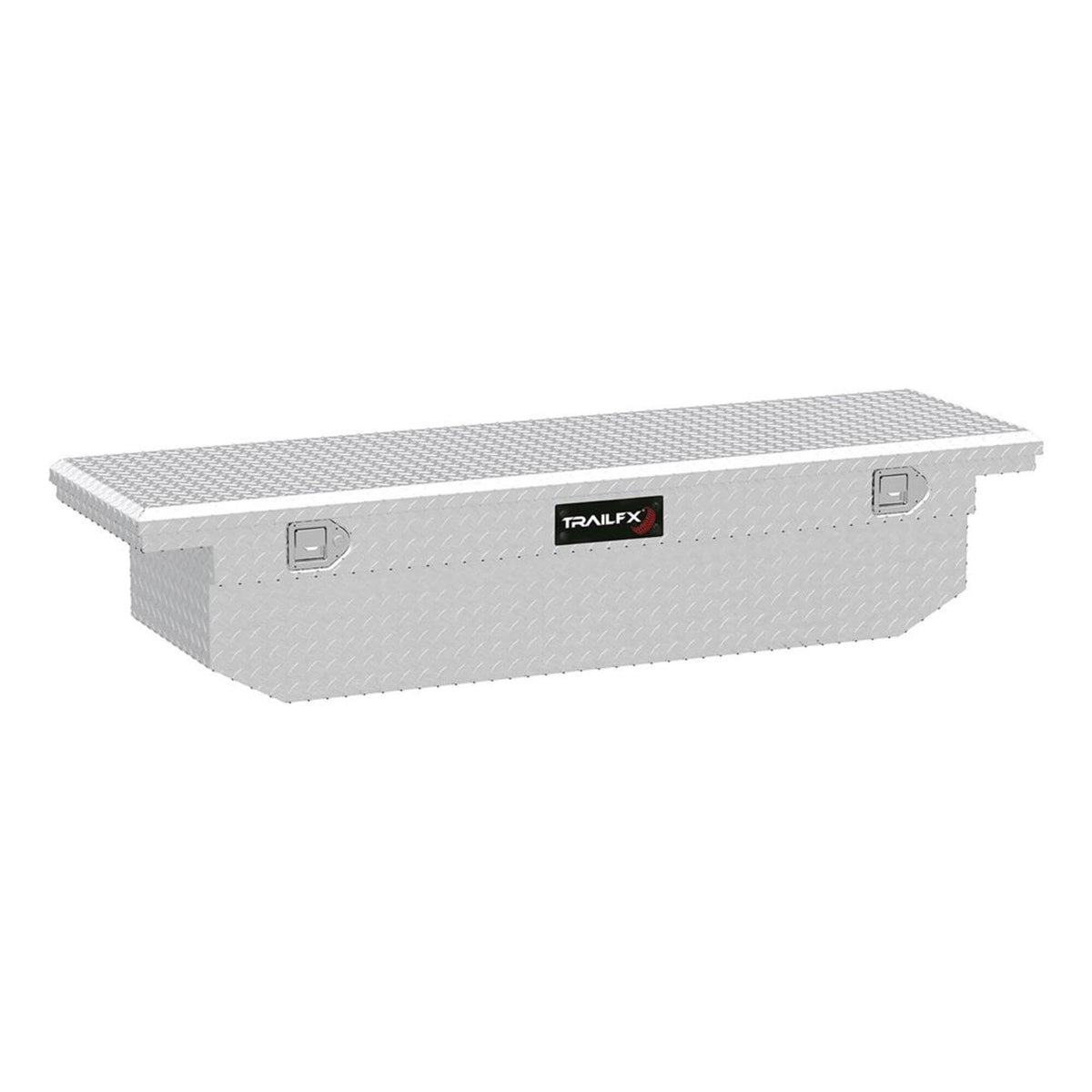 TRAILFX 120701 TrailFX Tool Box Crossover Low Profile Single Lid With Struts Diamond Tread Bright Polished 16 Gauge Aluminum 8.4 Cubic Foot Capacity With Plastic Tray TrailFX 120701