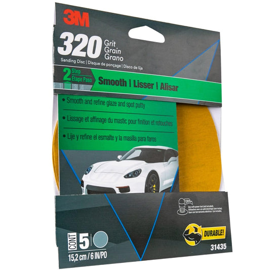 3M 31435 3M Sanding Disc with Stikit Attachment, 31435, 320 grit, 6 in, 5 Discs Per Pack