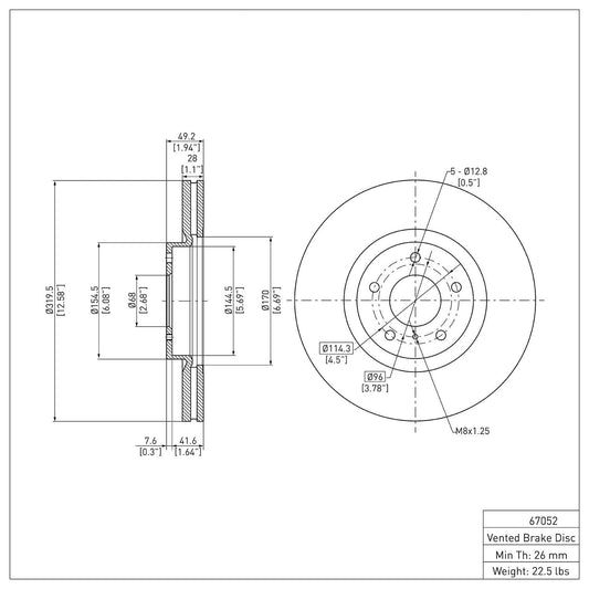 Dynamic Friction 600-67052 Front Brake Rotor