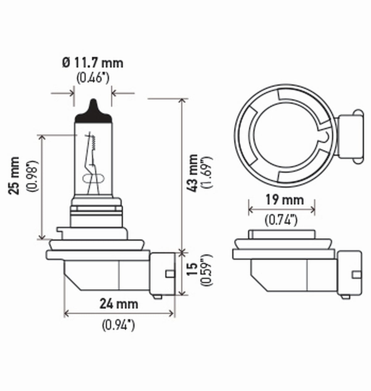 HELLA H11SB HELLA H11SB Single Blister Standard Halogen Bulb, 12V, 55W