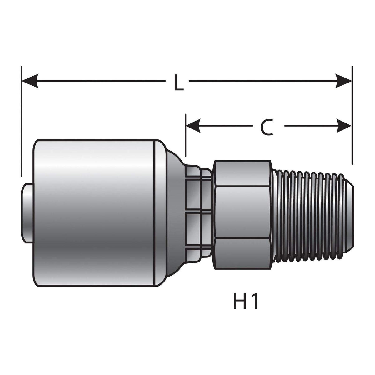 Gates G25100-1008 Male Pipe (Nptf 30 Cone Seat) (Mega Crimp