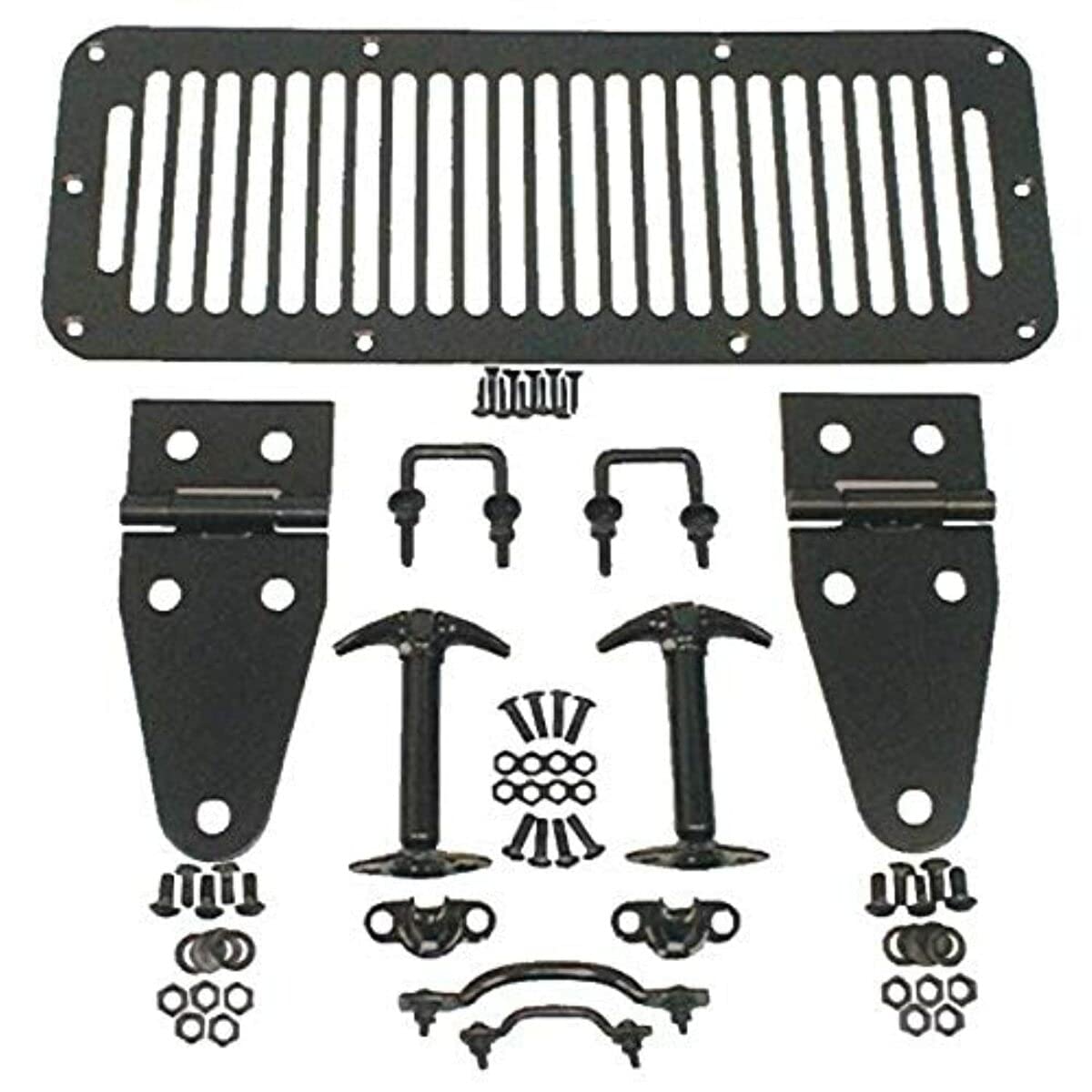 RUGGED RIDGE 11201.01 Rugged Ridge Hood Kit - Fits 1976–1986 Jeep CJ & 1987–1995 Jeep Wrangler YJ - Complete Hood Kit With Easy Installation & Rugged Look