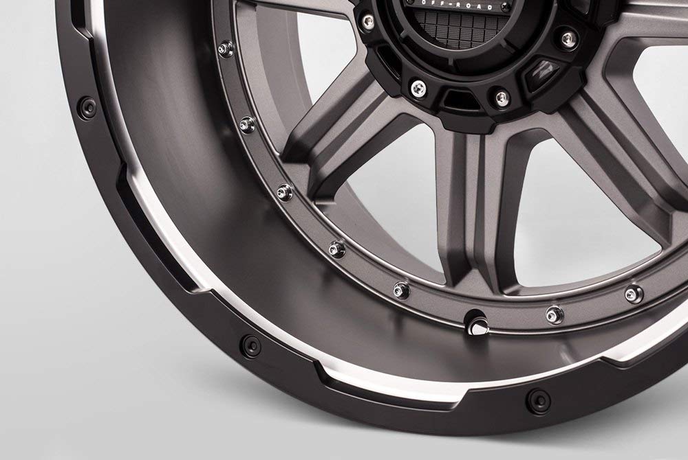 Grid Wheels GD10-20090052A1587 Grid Off-Road GD10 Custom Wheel - 20" x 9", 15 Offset, 5x127 Bolt Pattern, 87.1mm Hub - Matte Antracite with Black Lip Rim