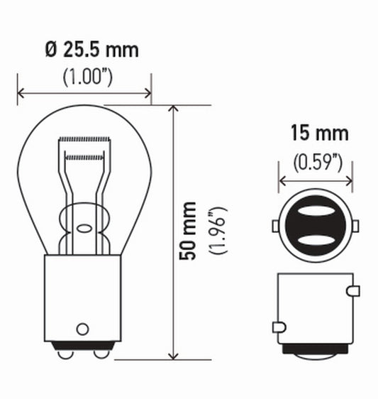 Hella 1034TB Bulb 1034 12V 23/8W Bay15D S8 (2), Multi