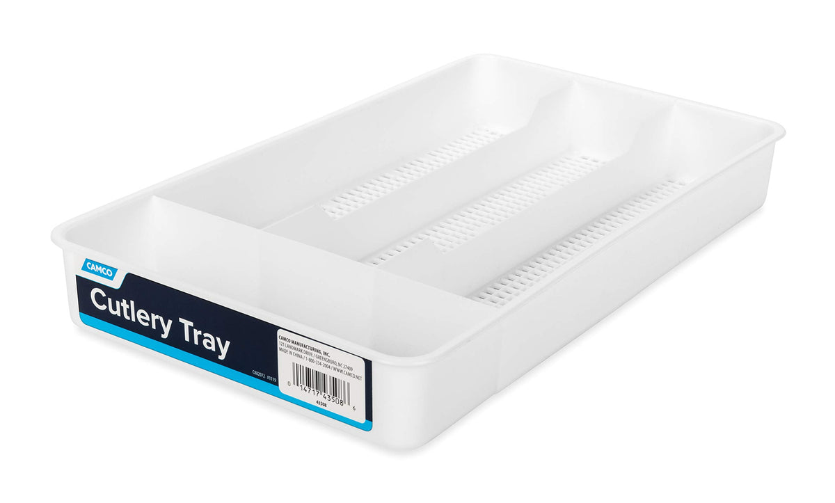 CAMCO 43508 Camco 43508 Cutlery Tray - Designed for RV and Compact Kitchen Drawers - Easily Organize and Store Kitchen Flatware - White