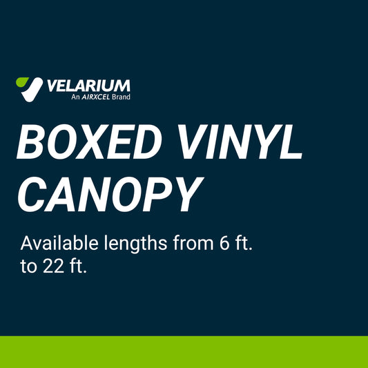 VELARIUM VCB1600100 Velarium 16' RV Boxed Vinyl Canopy, White Heavy-Duty 13.5oz 3-Ply Material, Cold & Crack-Resistant RV Awning, All-Purpose Outdoor Canopy for RVs, Trailers, and Motorhomes (Fabric Size 15' 2)