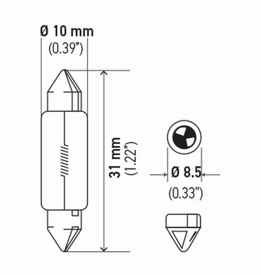 Hella 6418TB Bulb 6418 12V 5W Sv8.5-8 T3.25 10X35 (2), Multi