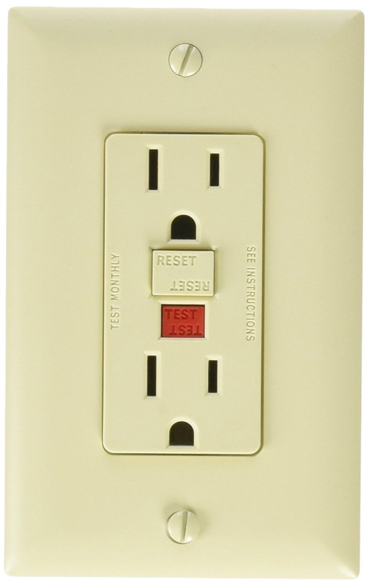 RV DESIGNER S803 RV Designer S803 - Ivory Dual GFCI AC Outlet with Cover Plate