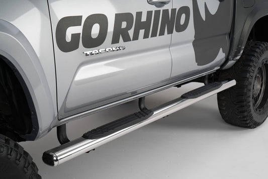 GO RHINO 104443580PS Go Rhino 4" Oval 1000 Series Sidesteps & Brackets | Stainless Steel, Polished | 104443580PS | Fits 2022-2024 Toyota Tundra Double Cab Pickup