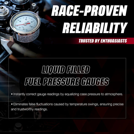 AEROMOTIVE 15632 Aeromotive Fuel Pressure Gauge 0-15 PSI - Liquid Filled Inline Fuel - 15632