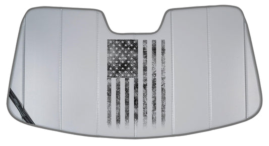 COVERCRAFT UVD11995SVUVD004 Covercraft Custom American Flag UVS100 Heat Shield Reflective Silver Insulated Windshield Sunshade for UV Protection, Heat Reduction & Interior Shielding