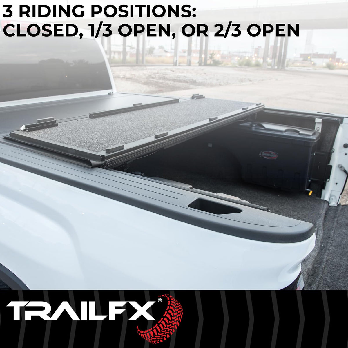 TRAILFX TFX1701 TrailFX Tonneau Cover Fits 2015-2022 Chevy Colorado and Fits 2015-2022 Premium Flush Tri-Fold Hard Lockable Black Aluminum Carpeted Under Panels TrailFX TFX1701