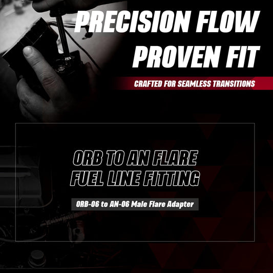 AEROMOTIVE 15606 Aeromotive ORB-06 to AN-06 Male Flare Adapter Fitting - 6 ORB - 15606