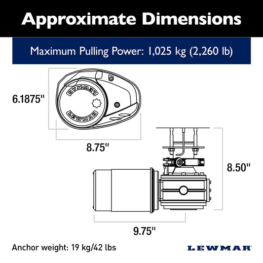 LEWMAR 6672221108-139 Lewmar 12V/1,000-Watt V3 Gypsy Drum for Electric Power/Sailboats 40'-50' with Stainless Steel FastFit, Fits 5/16" G4 Chain, Max Pull 2,260 lbs. - 2020201245