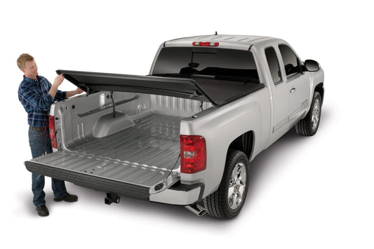 TRAILFX TFX2005 Tonneau Cover Fits 2002 2008 Dodge Ram 1500 2003 2009 Ram 2500 2009 Ram 3500 TrailFX TFX2005 Soft Tri Fold Black Vinyl Aluminum Rails Non Lockable
