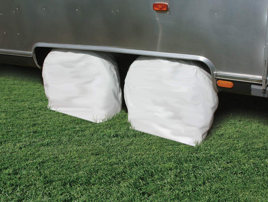 CAMCO 45325 Camco 45325 Vinyl Wheel & Tire Protector, 2 Pack (36 inches-39 inches, White)