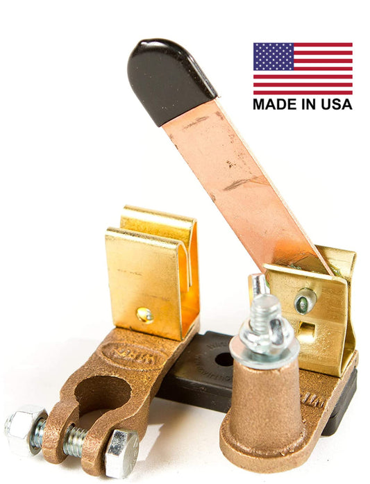 WIRTHCO 20148 Battery Doctor WirthCo Top Post Battery Disconnect Knife Switch, Low Vertical, 5/8 in Post with 5/16-18 Stud and Wing Nut, 250 Amp 12V, 3 x 4 x 2-1/4 in, Made in USA (20148)