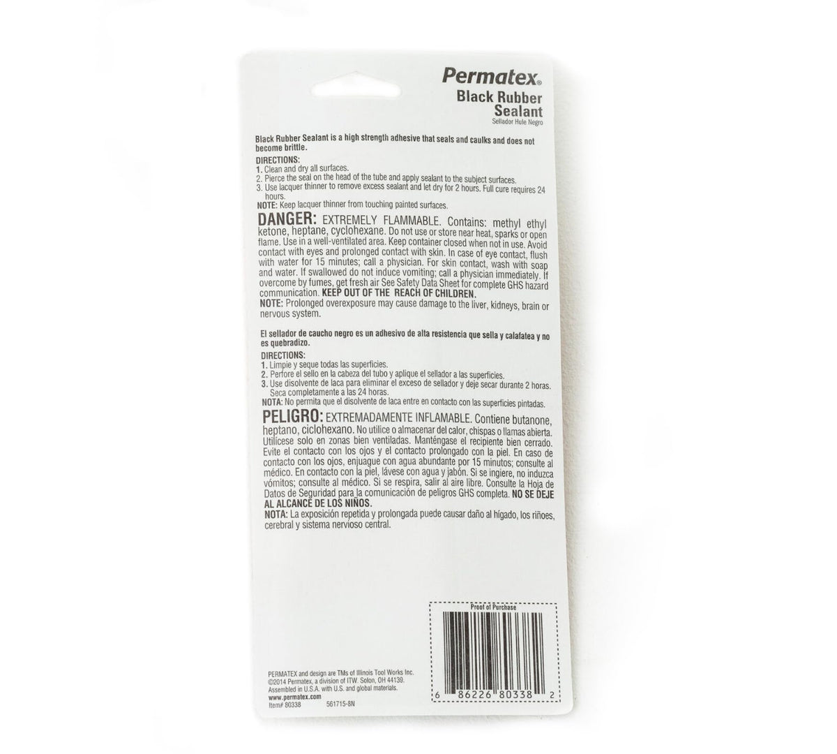 PERMATEX 80338 Permatex 80338 Black Rubber Sealant, 1.5 oz. Tube