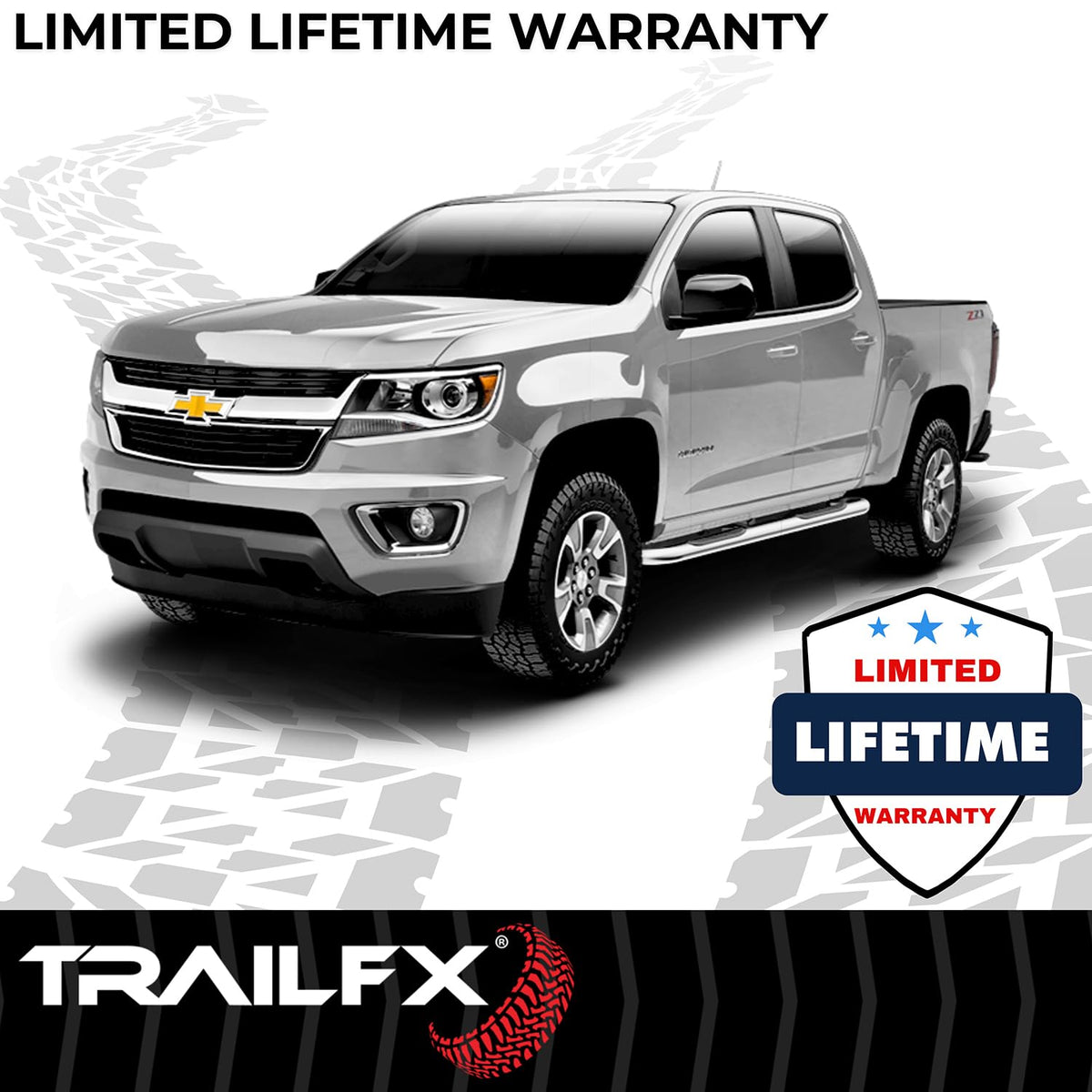 TrailFX 1150550071 Trail FX Stainless Steel 3" Side Step Nerf Bar