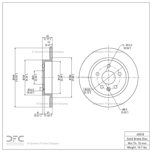 Dynamic Friction 604-45018 Rear Brake Rotor
