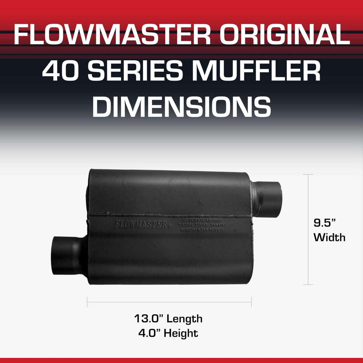 FLOWMASTER 43043 Flowmaster 40 Series Chambered Muffler – 3.00" Offset In / 3.00" Offset Out