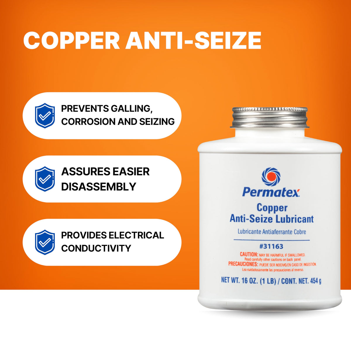 PERMATEX 31163 Permatex 31163 Copper Anti-Seize Lubricant, 1 lb