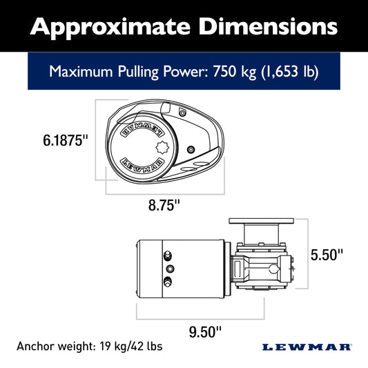 LEWMAR 6671011108-138 Lewmar 12V/700-Watt V1 (002) Gypsy Only for Electric Power/Sailboats 28'-40' with 1/4" G4 Chain, Max Pull 1,653 lbs. - 2020201184