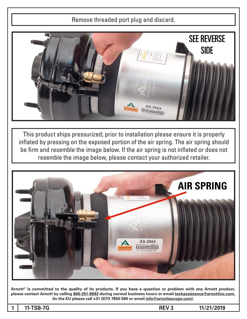 ARNOTT AS-3343 Arnott AS-3343 New Front Right Air Strut- 16-19 Volvo XC90 (SPA) w/Auto Lvl, excl Hybrid
