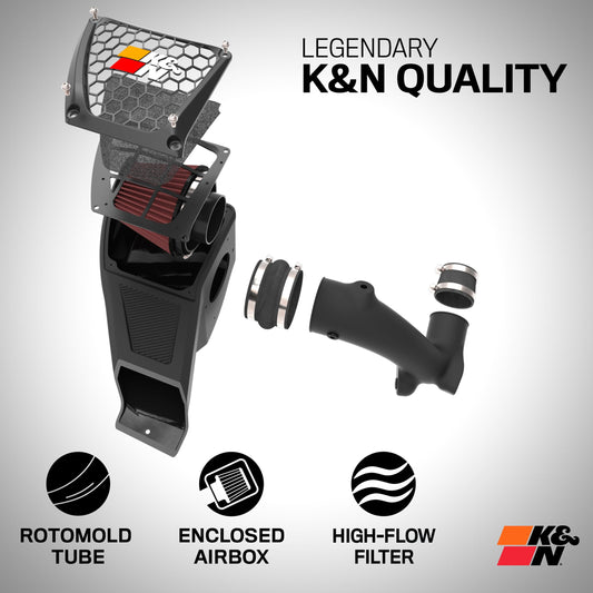 K&N FILTER 63-3119 K&N Cold Air Intake System: High-Flow Air Filter, Increase Performance & Towing: Compatible with 2020-2025 Chevrolet/GMC: Silverado 2500 & 3500, Sierra 2500 & 3500, 63-3119