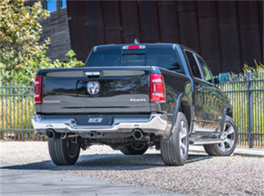 BORLA 140752BC BORLA 140752BC Cat-Back Perf. Exhaust Sys. for '19-'23 Ram 1500 V8 Incl. E-Torque Incl. Rebel & G/T Models (Exc. Classic) T-304 S-Type Dual Split Rear Exit Single 5" Round Black Chrome Tips Each Side.