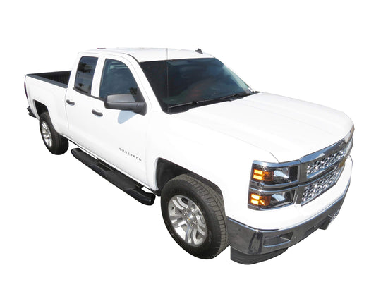 TRAILFX A8252S TrailFX Nerf Bars for Chevrolet Silverado 1500 Crew Cab 2020-2021 Polished Stainless Steel 6 Inch Oval Bent Side Steps with Step Pads Welded End Caps Rocker Panel Mount