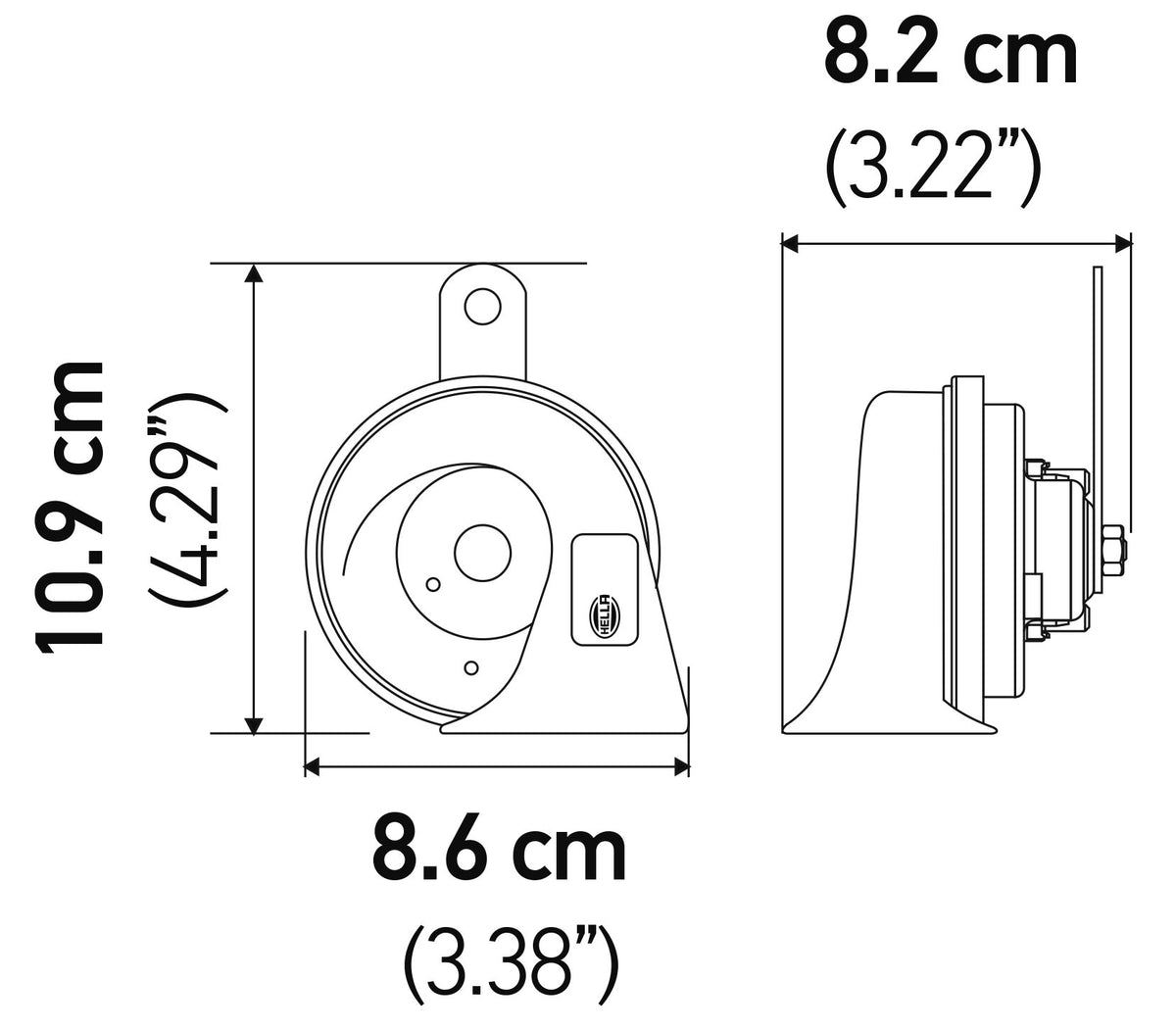 Hella 012010971 Black 12V Trumpet Horn Kit (Universal