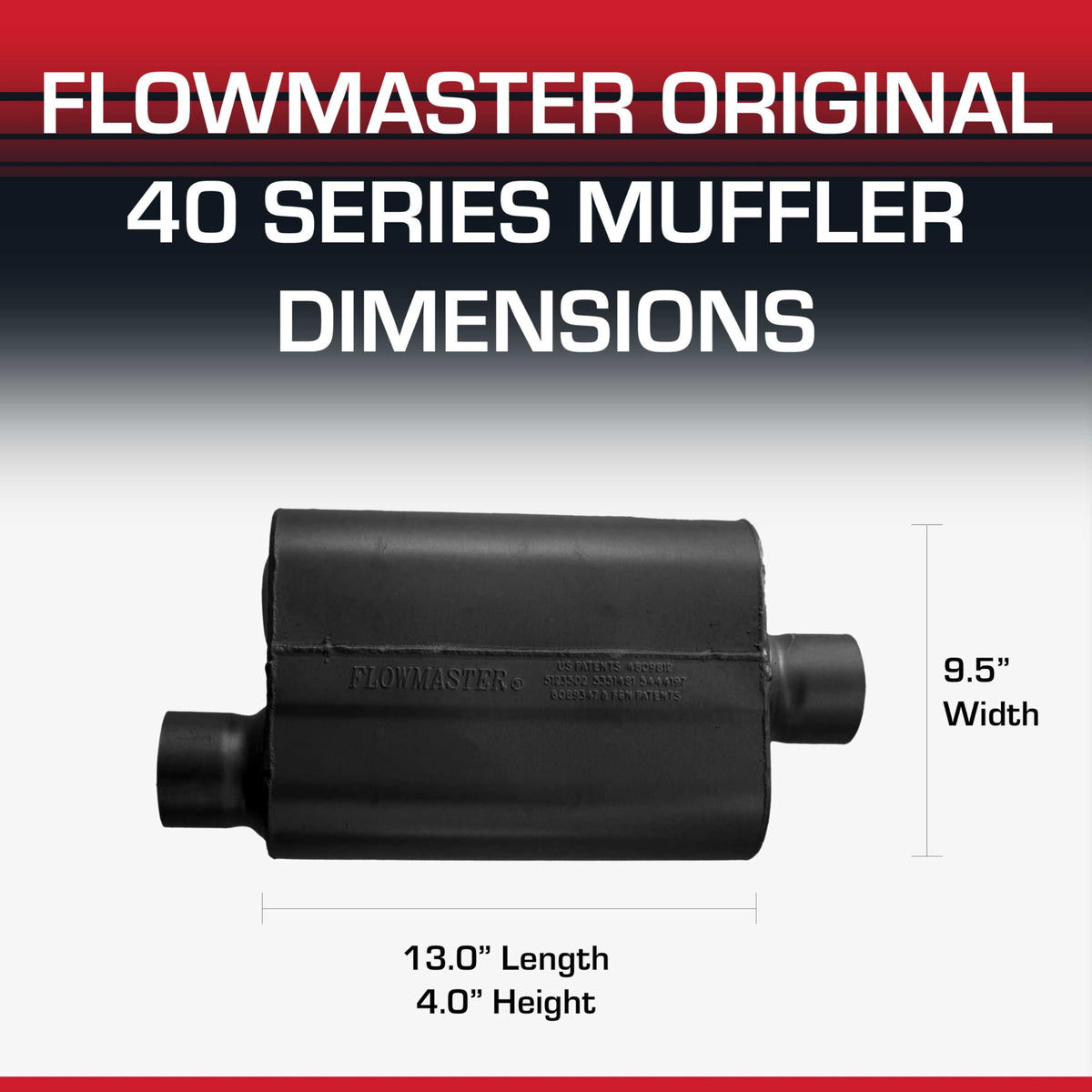 FLOWMASTER 42543 Flowmaster 40 Series Chambered Muffler – 2.50" Offset In / 2.50" Offset Out