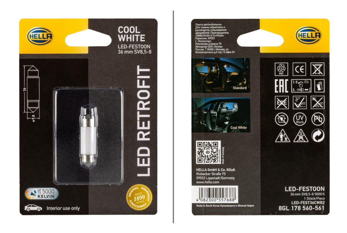 Hella 178560561 5K LED Performance Bulb, 12V, 1W, 5,000 Kelvin