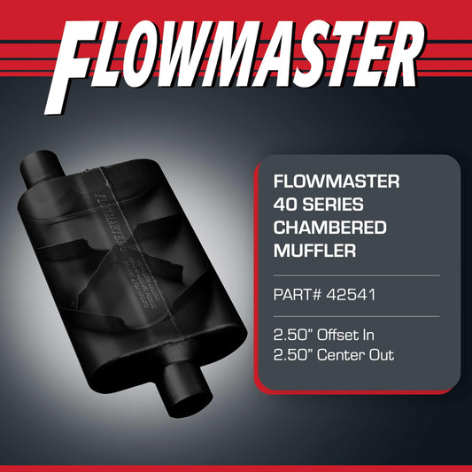 FLOWMASTER 42541 Flowmaster 40 Series Chambered Muffler – 2.50" Offset In / 2.50" Center Out