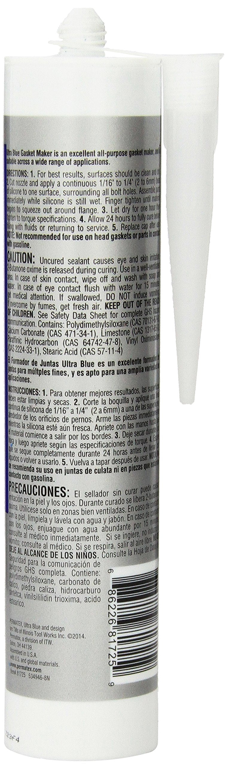 PERMATEX 81725 Permatex 81725 Sensor-Safe Ultra Blue RTV Silicone Gasket Maker, 13 oz.