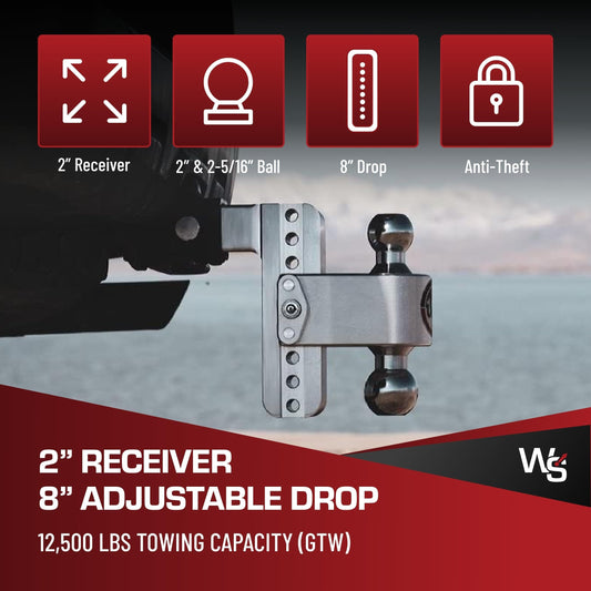 WEIGH SAFE CTB8-2-KA Weigh Safe CTB8-2-KA Drop Hitch Receiver: 2 Inches Adjustable
