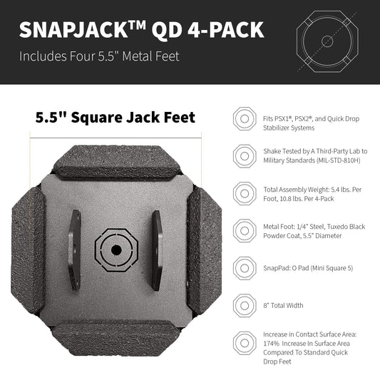SNAPPAD QDU4 SnapPad SnapJack® QD (Pack of 4) | Four-Point Trailer Jack Stands Featuring 5.5" Metal Foot | Adds 61% Additional Surface Area, 3.79 lbs. Per Pad & 7.25" Total Width | Must-Have RV Accessories