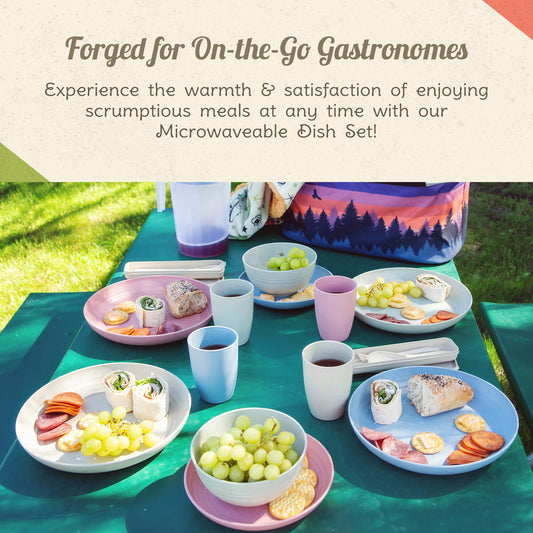 CAMP CASUAL CC-011RR Camping Plates Cups and Bowls Set - 8-pc Wheat Straw Dinnerware Sets - 2 Bowls, 2 Cups, 2 Small & 2 Large Indoor/Outdoor RV Dishes - BPA Free, Dishwasher & Microwave Safe Camp Casual (Rustic Red)