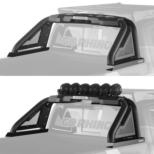 GO RHINO 911610T Go Rhino Sport Bar 2.0 w/Power Actuated Retractable Light Mount | Mild Steel, Textured Black | 911610T | Fits 2019-2023 Chevrolet/GMC Silverado/Sierra 1500; 2022 Silverado 1500 LTD